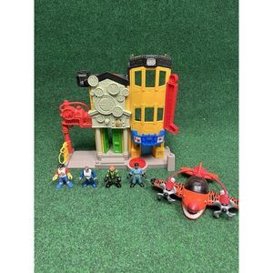 Fisher Price Imaginext RESCUE CITY CENTER BANK Playset w/ Figures & Plane!